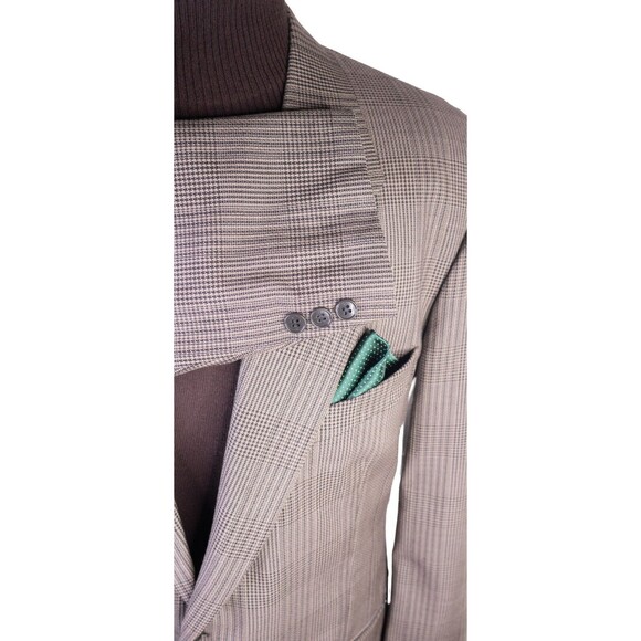 MANI Vintage Sport Coat Jacket Blazer Men Size 44R Brown Plaid Two Button WOOL - Picture 6 of 15